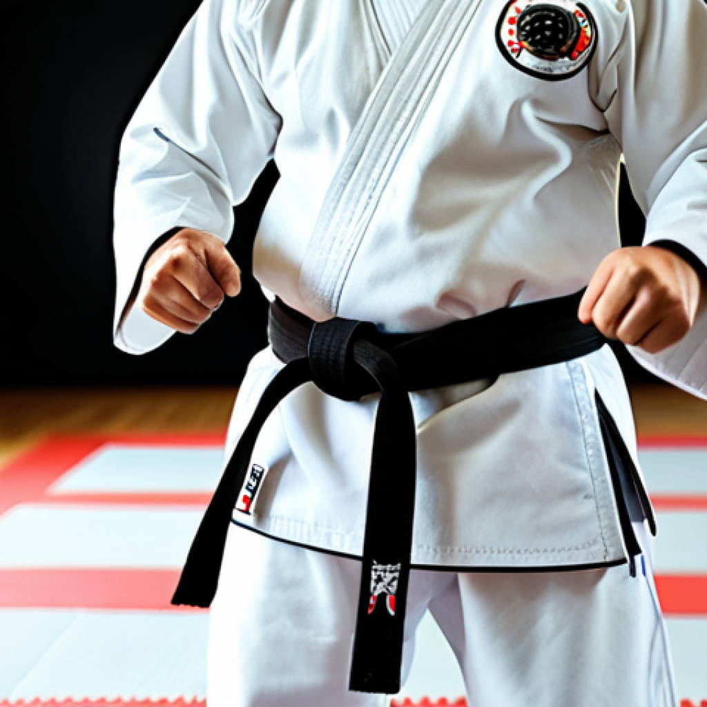 태권도 심사 준비 가이드 - **Prompt:** A determined Taekwondo student in a crisp, white Dobok, practicing Poomsae in a sunlit d...