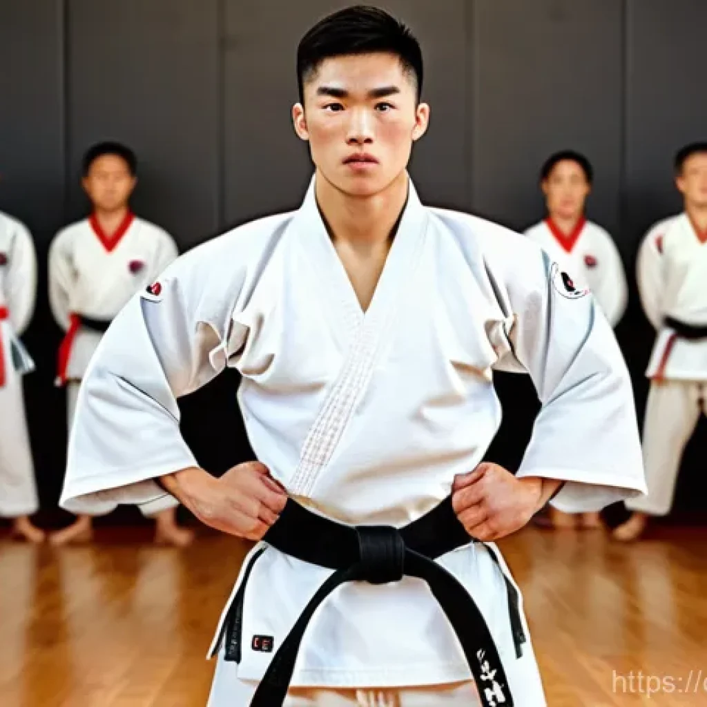 태권도 훈련 중 흔한 부상 - **Prompt: Post-Training Satisfaction and Discipline**
"A male Taekwondo practitioner, around 25-...